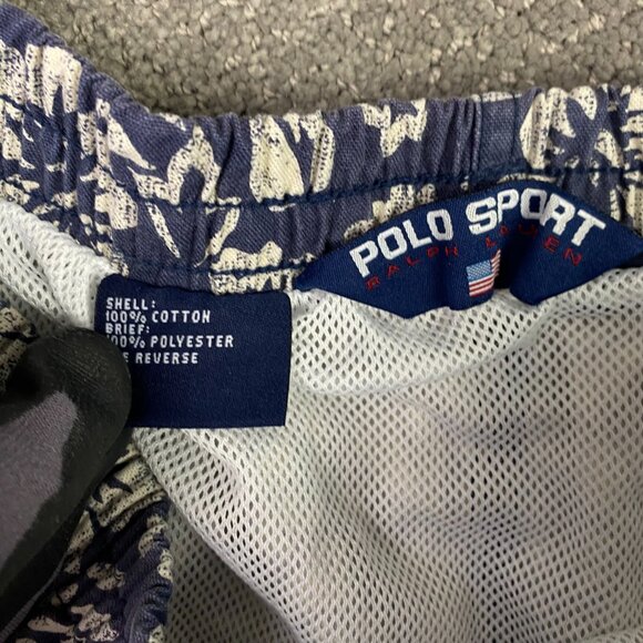 Vintage Ralph Lauren Polo Sport Shorts Mens XL Floral Tropical Lined Swim Trunks - Picture 7 of 14